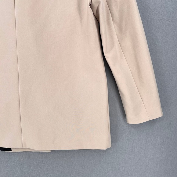 ZARA Oversized Double Breasted Blazer Womens Small Tan Long Sleeve Peaked Lapel - Picture 11 of 16